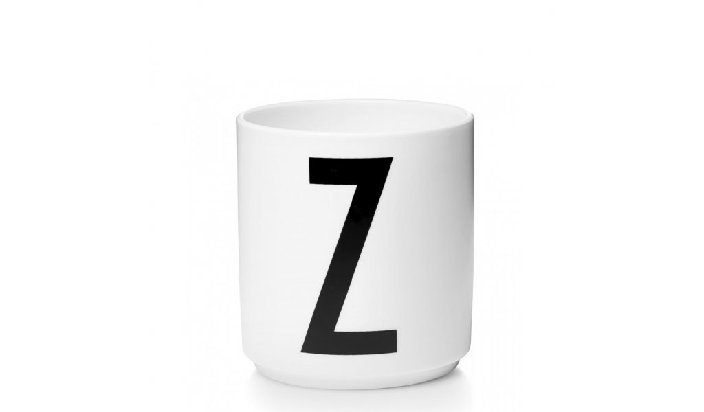 Porcelánový hrnek s písmenem A - Z, bílá