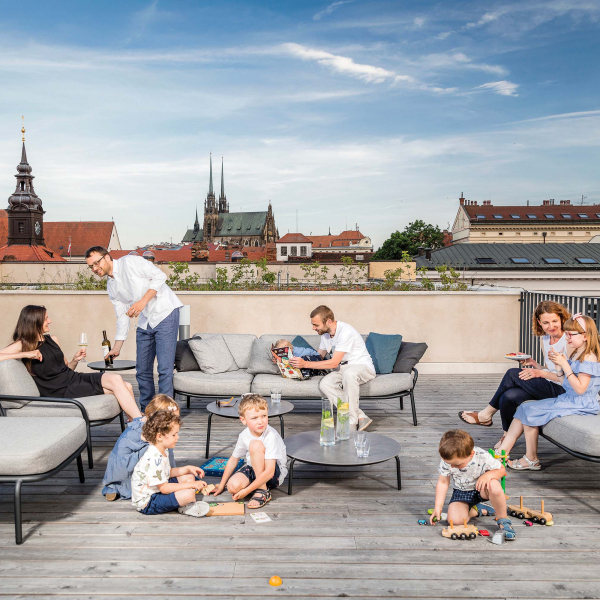 Starling nízký stolek nerez Ø44 lososová