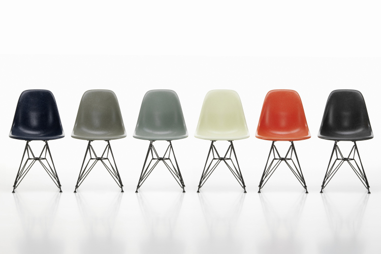 Eames Fiberglass chair DSR chrome red orange